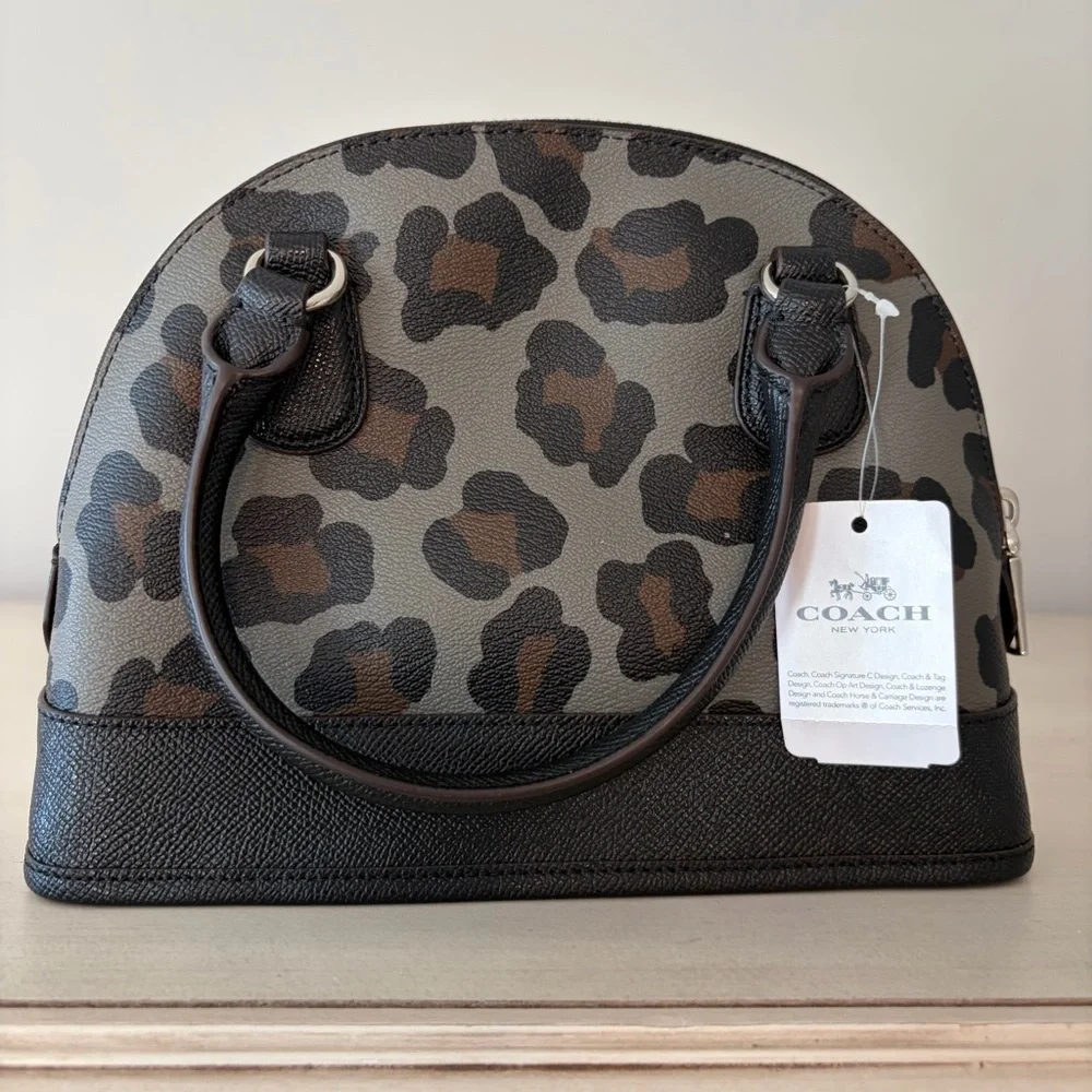 Coach NWT Mini Cora Ocelot Crossbody Dome PVC Satchel - Picture 11 of 11